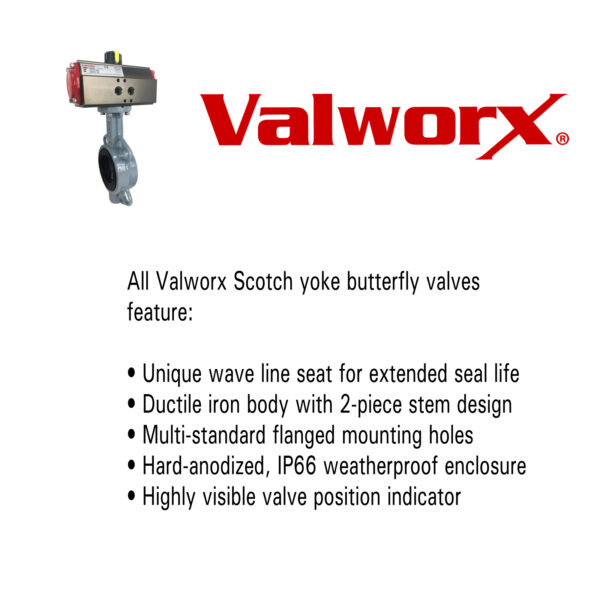 12" Air Actuated Butterfly Valve, Wafer, EPDM, Scotch Yoke, Double Acting